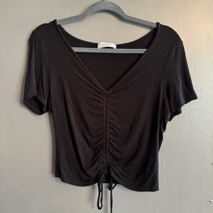 Cotton Rouched Tie Crop Top